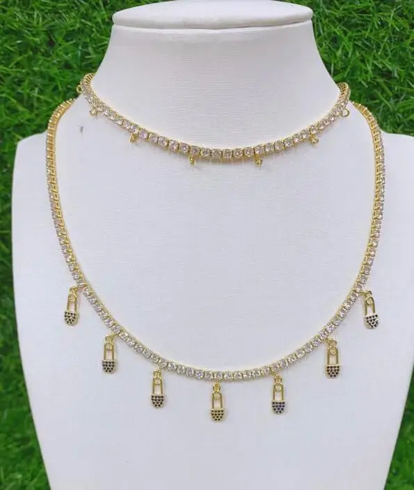 

1pcs Copper Crystal Pendant for Necklace Gold Plated CZ chain df3as