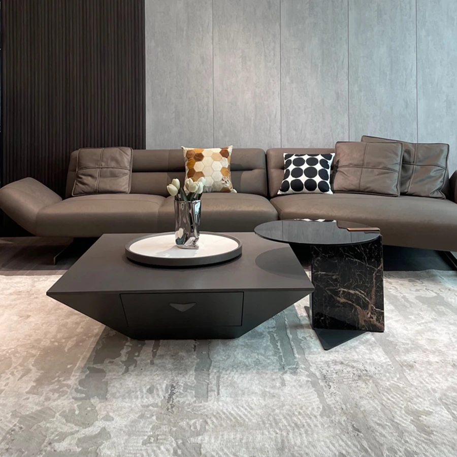 

Italian Luxury Coffee Table Living Room Design Modern Aesthetic Black Coffee Table Ultra Low Mobili Soggiorno Household Items