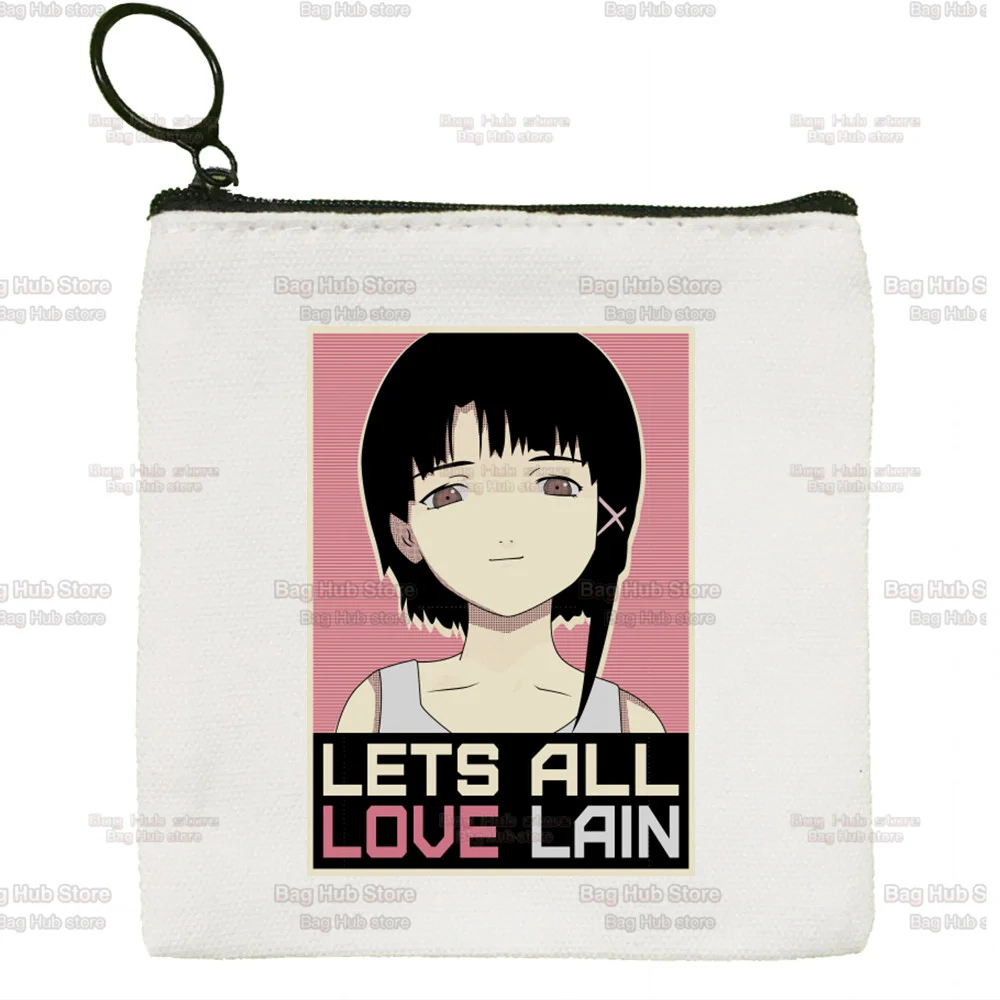Serial Experiments Lain Small Purse Coin Purse Zipper Women's Canvas Cute Mini Coin Bag Earphone Storage Bag