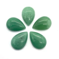 5pcspack water drop shaped green aventurine stone cabochons 18x25mm natural semi precious stone diy making necklace bracelets