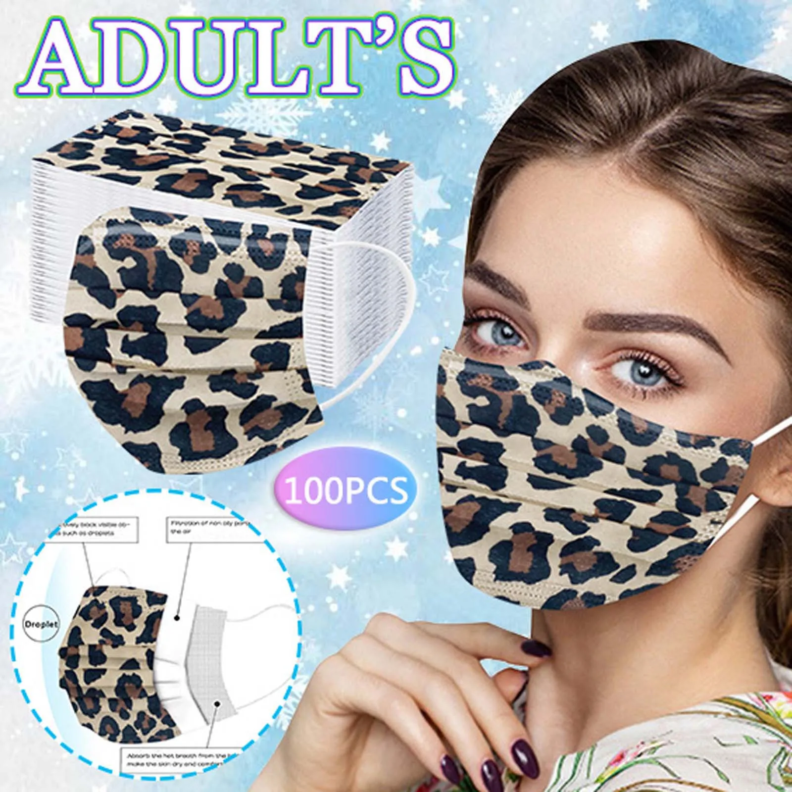 

10-100pcs Adult Disposable Mask Leopard Print Mascarillas Steampun Three Layer Cosplay Dust-proof Protective Mask Masque