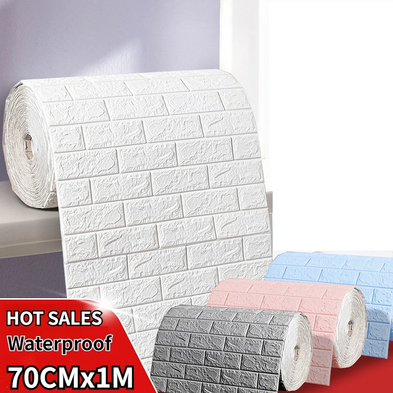 

3D continuous brick wall stickers 70cm*1m waterproof self-adhesive wallpaper living room bedroom children's room home decoration