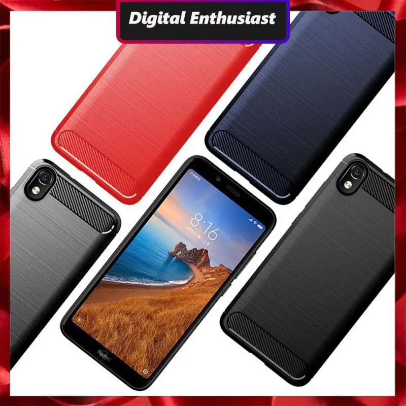 

Redmi7a Case Cover Brushed Carbon Fiber Pattern Anti-fall Shell Shockproof Anti-fall Soft Shell Silicone Mobile Shell