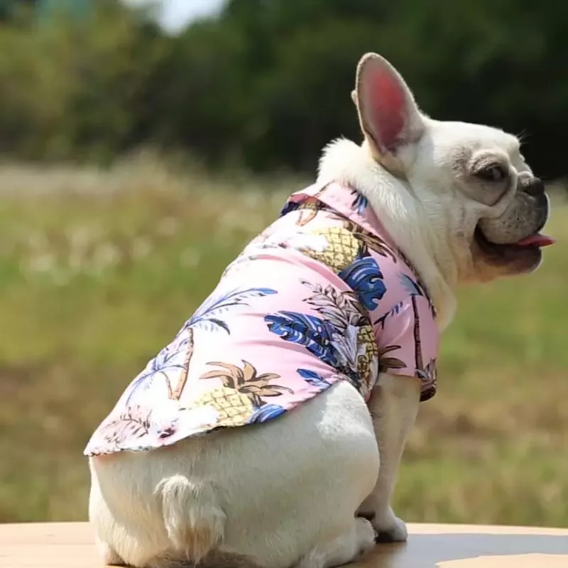 

Рубашка в гавайском стиле для собак, летняя одежда для маленьких и средних питомцев, одежда для щенков французского бульдога, померанского ...
