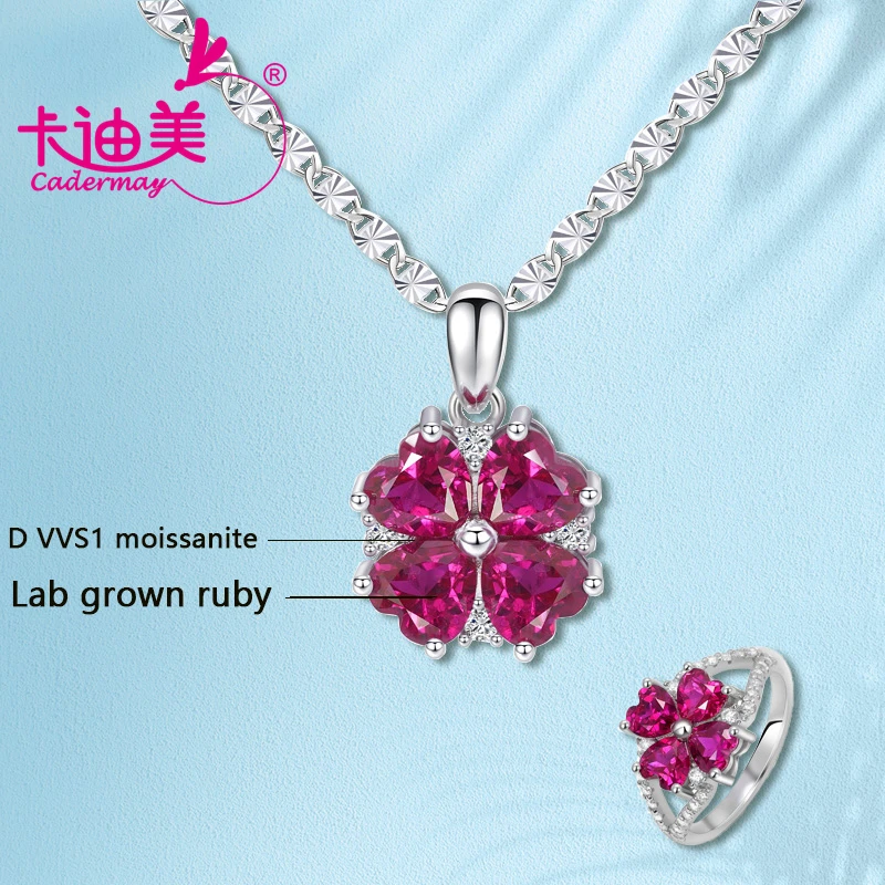 CADERMAY Лабораторный рубин подвеска из серебра S925