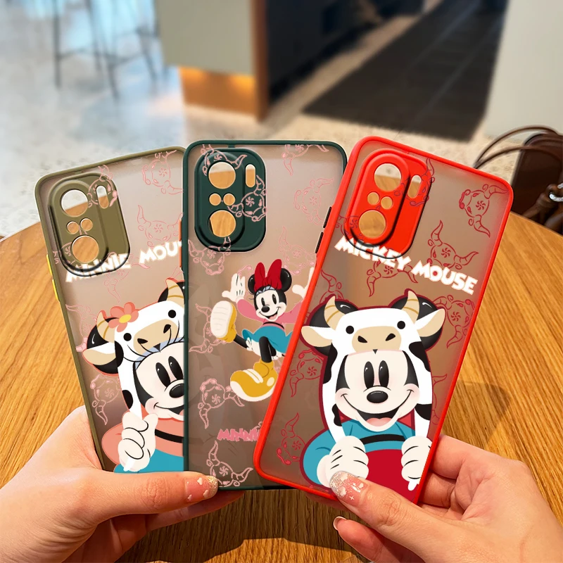 

Cute Disney Mickey Minnie Case Phone For Redmi K40 K30 K20 10 10C 9T 9C 9A 9 8A 8 GO 7 6 Pro Frosted Translucent Matte Cover