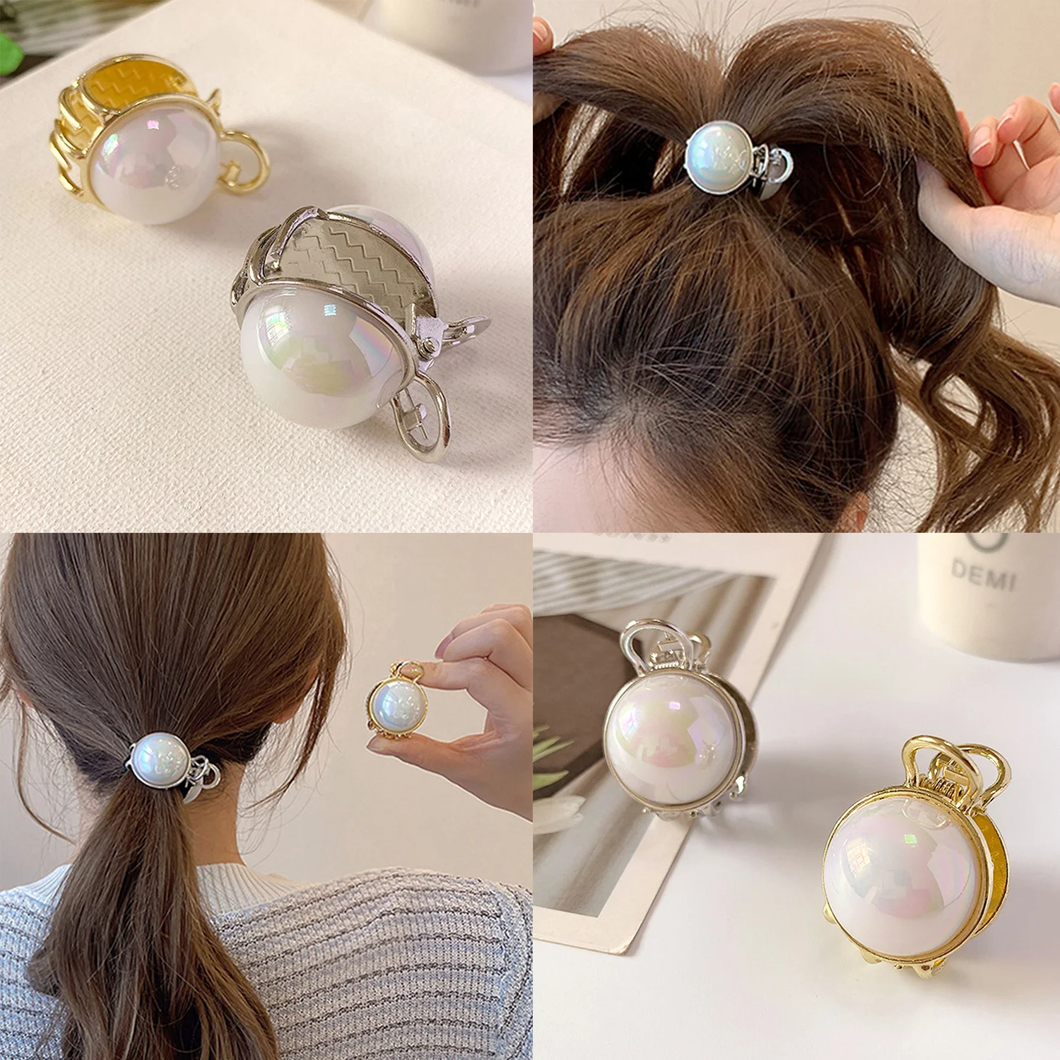 

Sweet Mini Round Pearl Hairpins For Women Girls Hair Claw Barrettes Black Hair Crab Clips Styling Make UP Tool Hair Accessories