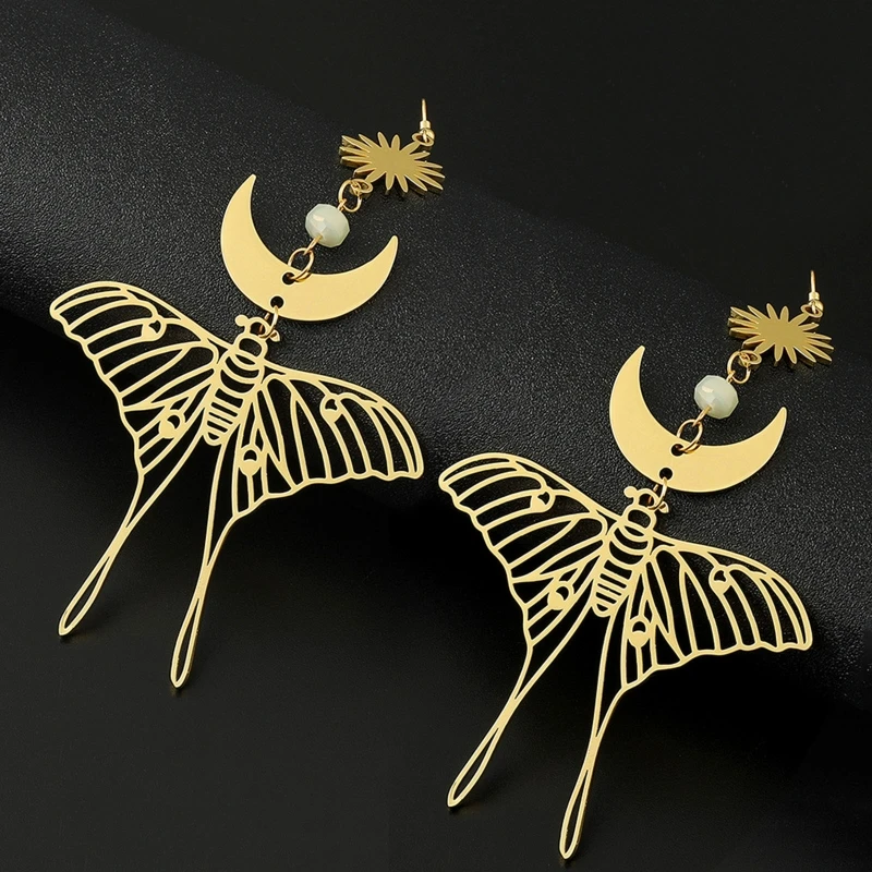 

Symmetrical Earrings Gold Star Moon Tassel Long Women Earrings Female Simple Personality Hook Earrings Shiny Jewelry Gift