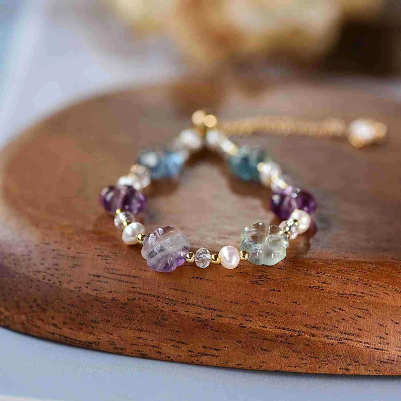 

2022 New Colorful Fluorite Natural Freshwater Pearl Beads Strand Bracelets Women Fine Jewelry
