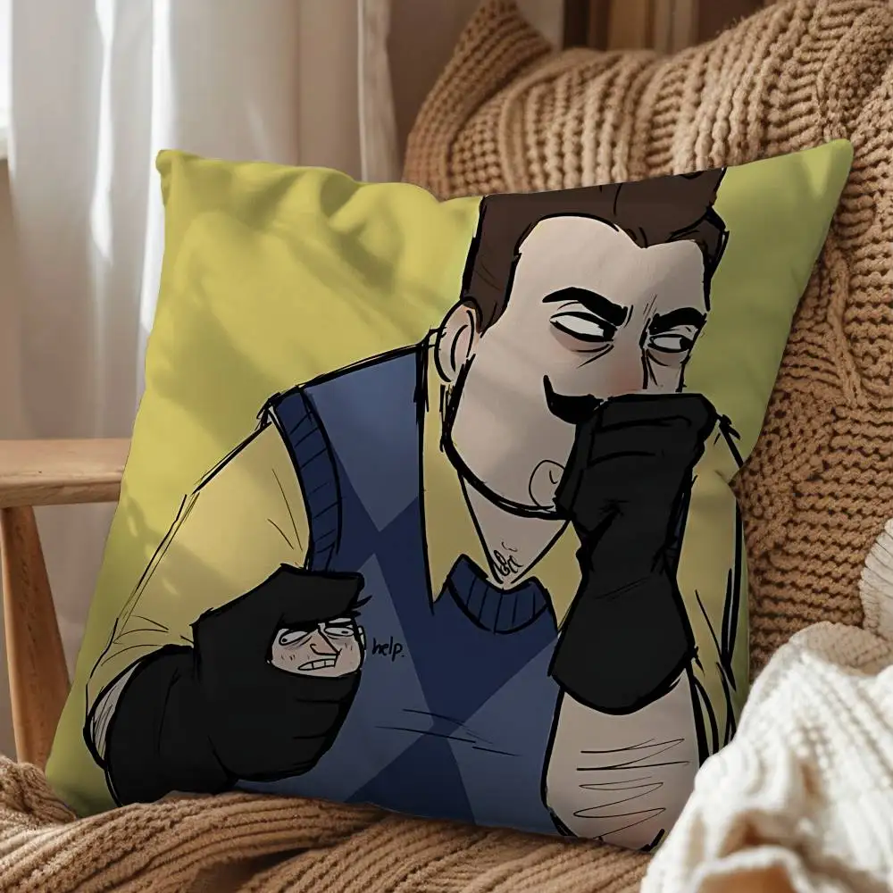 Фото Наволочка с мультяшным рисунком Hello Neighbor, чехол для подушки для дневного сна, для дивана, гостиной, спальни, подушка для спинки, квадратная подушка-кожинес №2