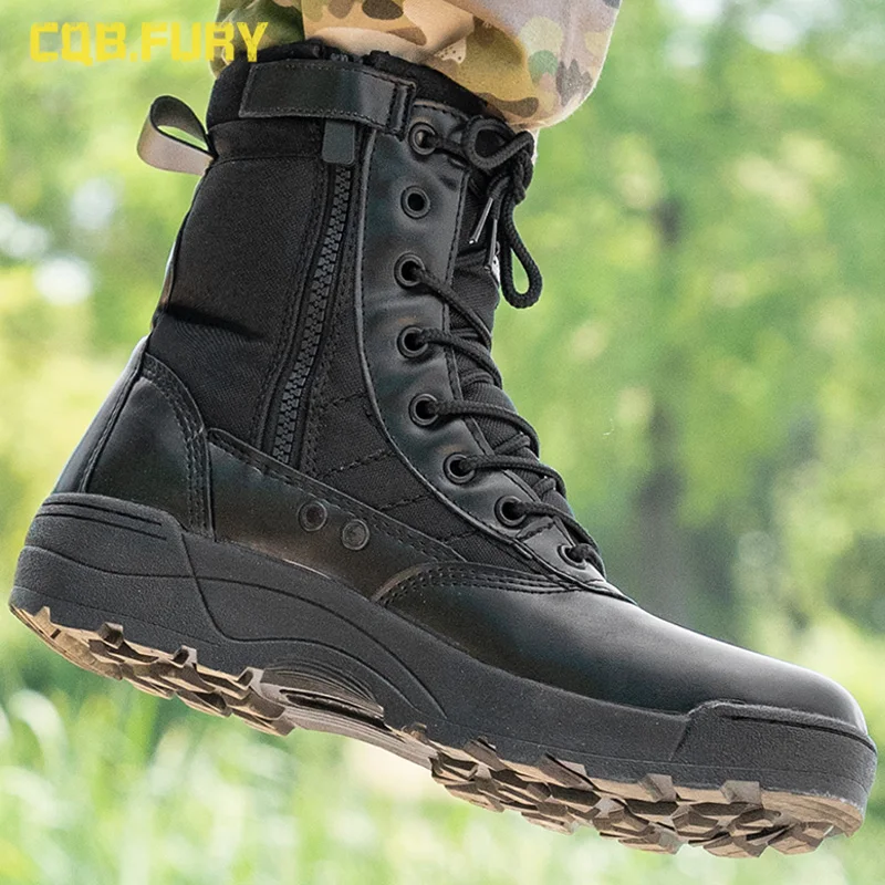 

All-Season Warm Fleece-Lined High-Top Tooling Combat Male Special Forces Military Fan Desert Hiking Training Security Boots Men