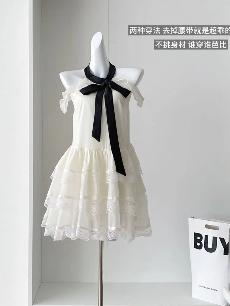 Женское белое кружевное роскошное платье винтажное мини-вечернее без рукавов с