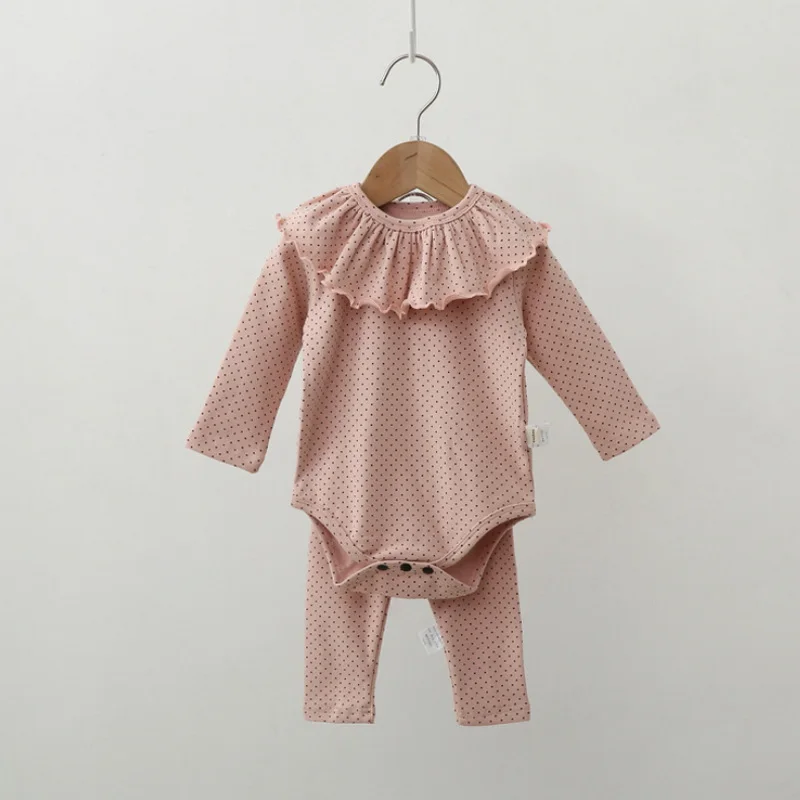 

2021 New Autumn Baby Girls Boys Sets Long Sleeves Dot Bodysuit+Leggings+Cap+Bib Newborn Clothes Infant Outfits E0332