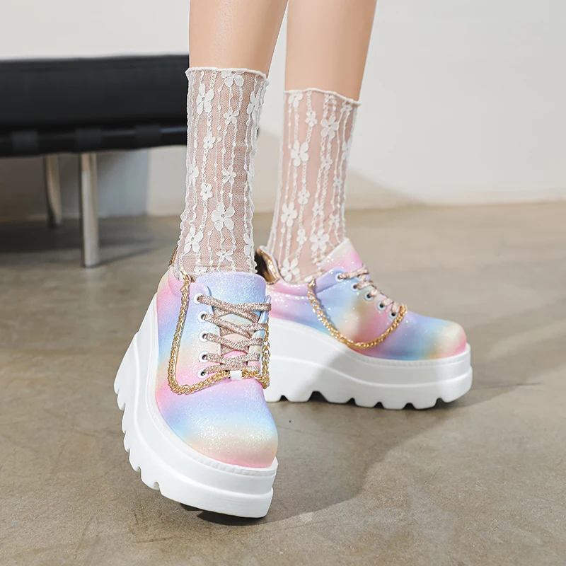 

Sneakers Women Shoes 2022 New Fashion Creepers Platform Shoes Woman Sneakers Floral Lace Up Women Casual Shoes designer shoes