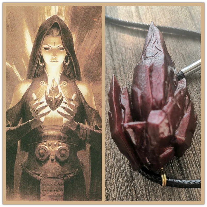 Новое ожерелье с подвеской из черного камня для косплея