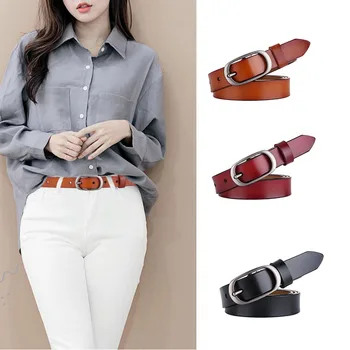 100% Genuine Leather Women's Belts for Women Luxury Brand Design Fashion Casual Retro High Quality Cow Skin Belt Woman 1