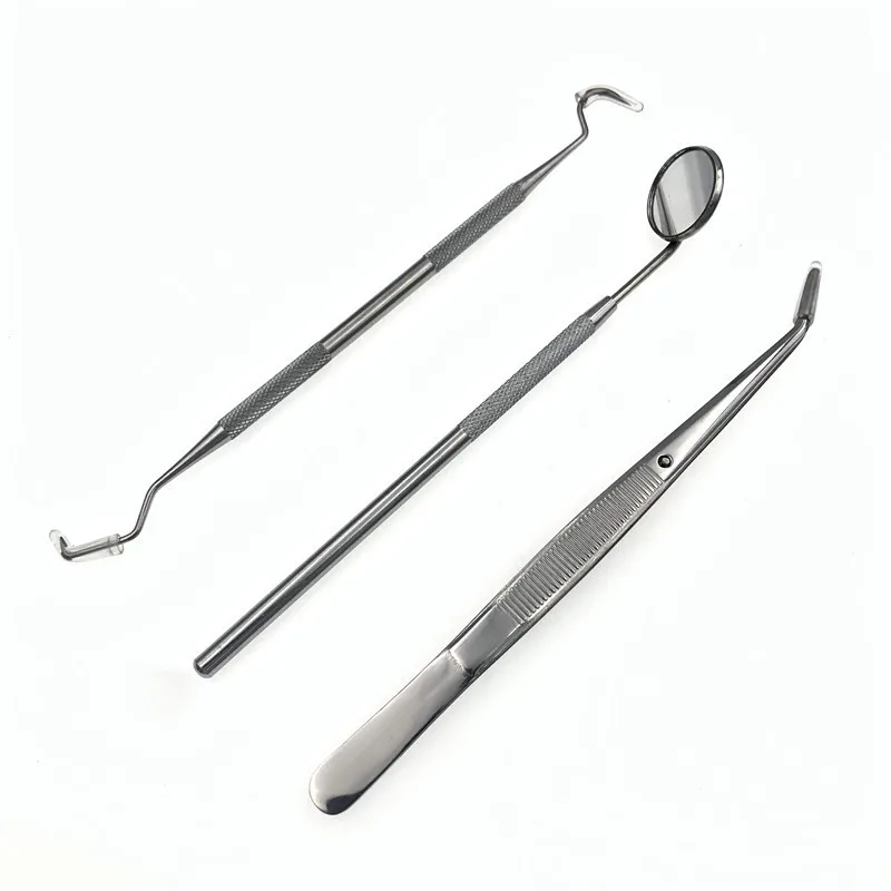 3/4PC Dental Mouth Mirror Stainless Steel Tweezers Elbow Probe Dentist Instrument Teeth Cleaning Whitening Dentistry Tools Set images - 6