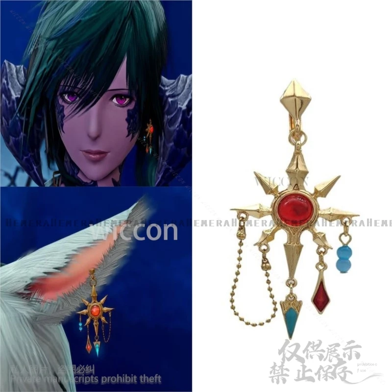 Фото Аниме игра FF14 Finall Fantasy XIV косплей Azeyma костюм серьги зажим для ушей для Хэллоуина, Рождества, реквизит, ювелирные изделия по индивидуальному заказу №1