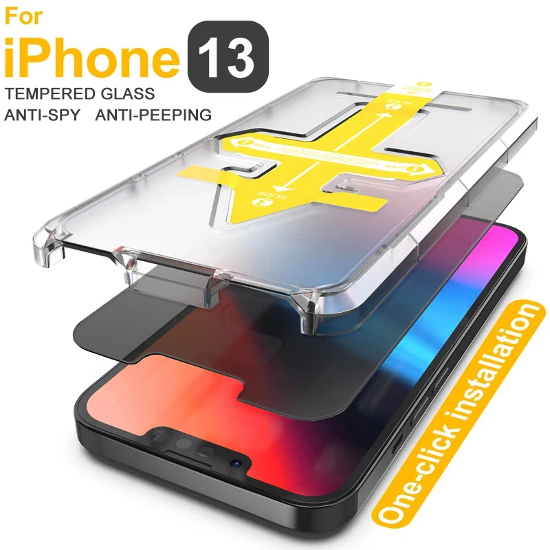 

Установка одним нажатием закаленное стекло для iPhone 13 12 11 Pro Max Mini Защитная пленка для экрана XR XS Max противошпионская стеклянная пленка