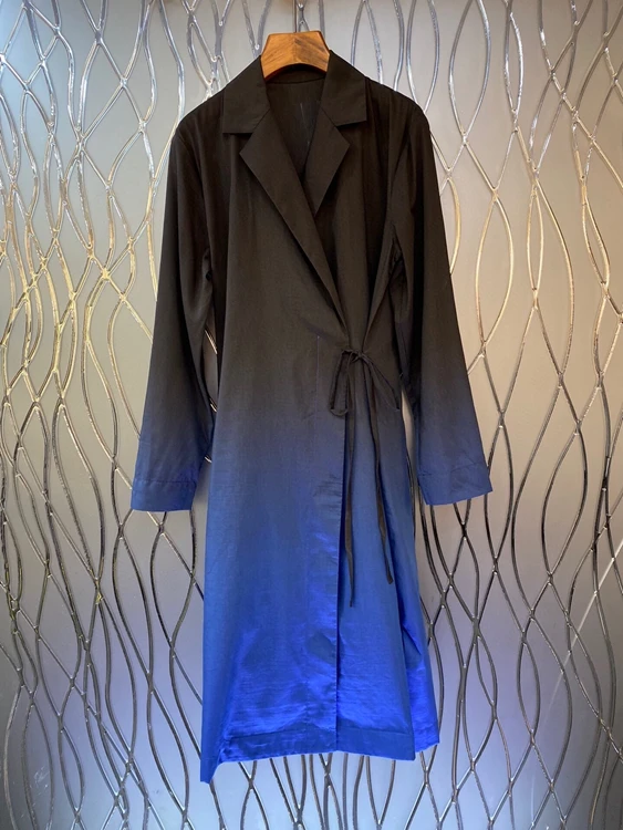 

Женское платье с длинным рукавом, приталенное платье-ветровка с градиентным переходом на боку и воротником-костюмом, новинка 2022