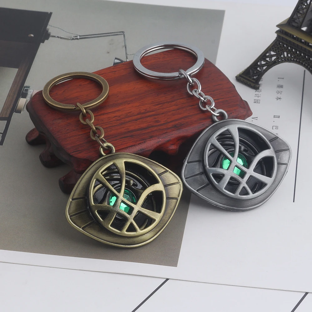 Classic Movie Keychain Rotatable Key Chains Eye Of Agamotto Keyring Clothing Pendant Jewelry for Women Men Gifts