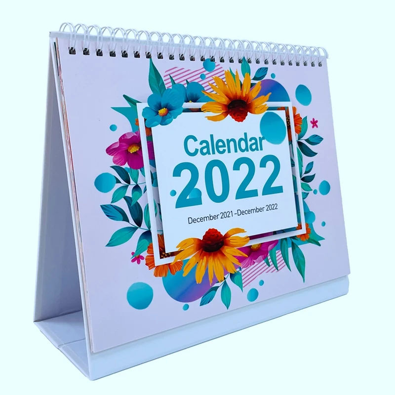 

Desk Calendar 2021-2022 Standing Flip Desktop Calendar Memo Pages Stand Up Desk Calendar With Twin-Wire Binding