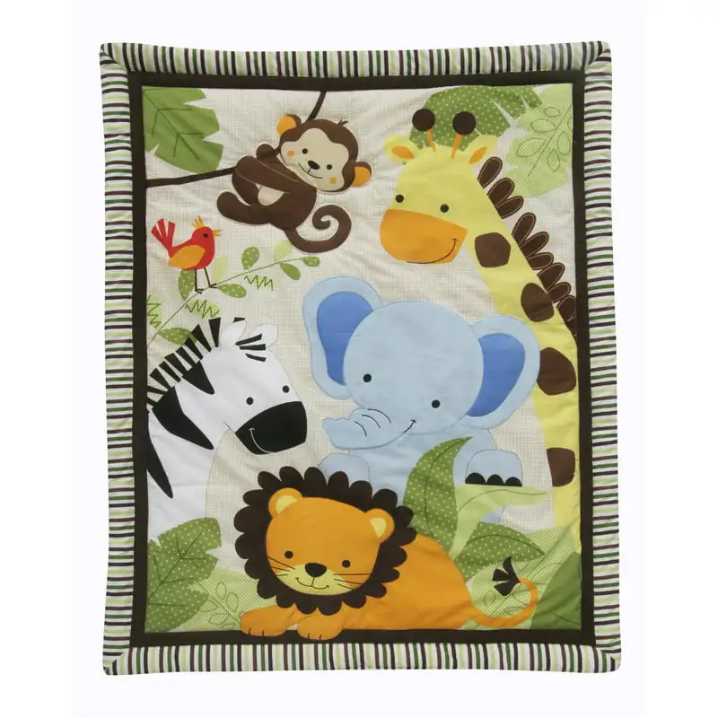 

, Jungle Buddies 3 Piece Crib Bedding Set, Brown