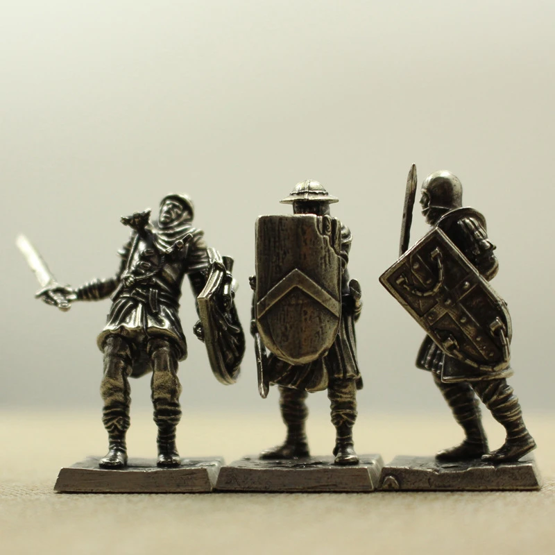 Copper Medieval Legionnaire Shield Soldiers Model Figurines Desktop Decorations