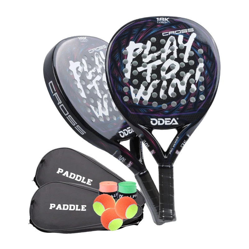 ODEA Padel Racket New Tenis Professtional 18k Paddle Men Women Tennis Racquet Sports Bullpadel + 3 Balls + 2 Grip Tape