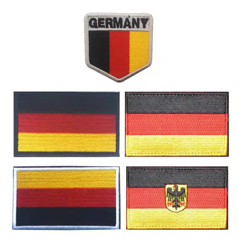 

European flag German Eagle Shield German tricolor flag full embroidered embroidery Velcro armband Cloth Patch Military Badge