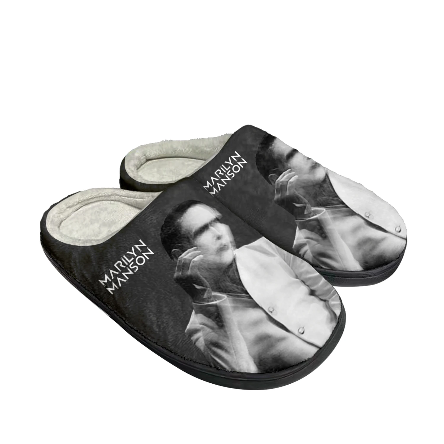 Rock Band Singer Marilyn Manson Home Cotton Custom Slippers Mens Womens Sandals Plush Bedroom Keep Warm Shoe Thermal Slipper