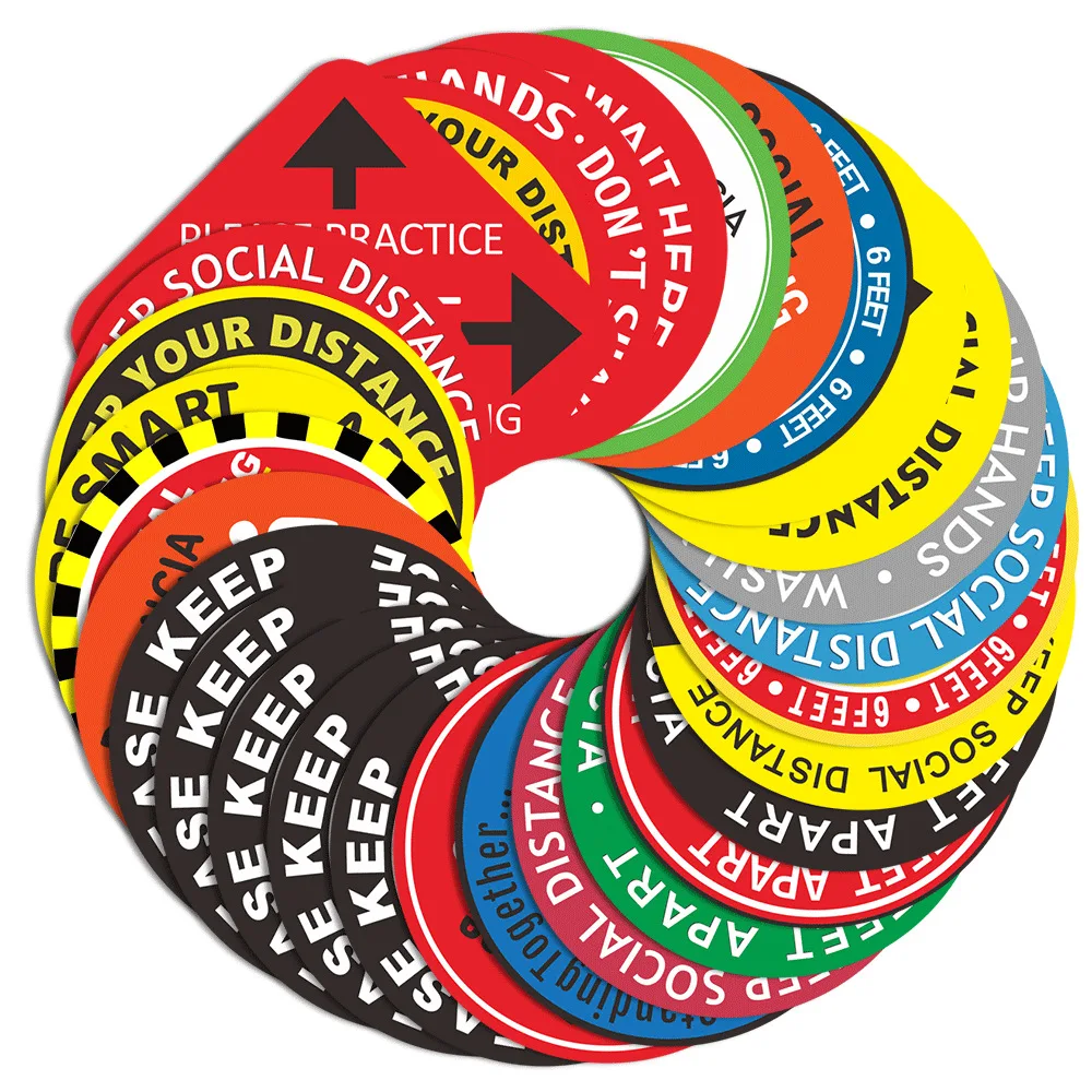 

Keep Social Distance Floor Stickers Removable Supermarket School Toilet Public Places 6 Feet Distance Indicator Peel and Stick