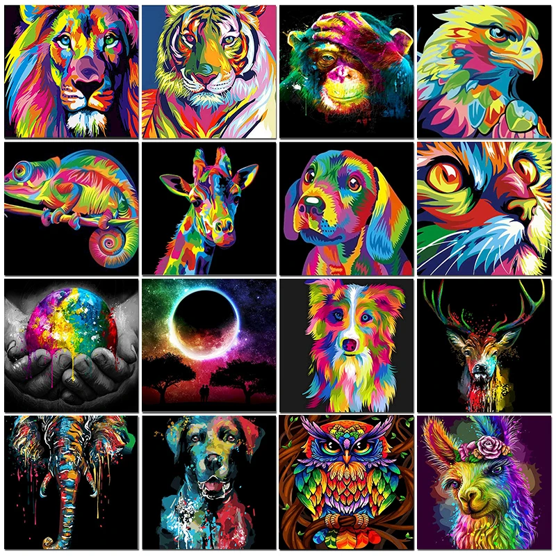 

Diy Paint By Numbers Lion Tiger Animal Kit Oil Painting On Canvas Coloring Picture Handmade Gift For Adult Unique Home Decor