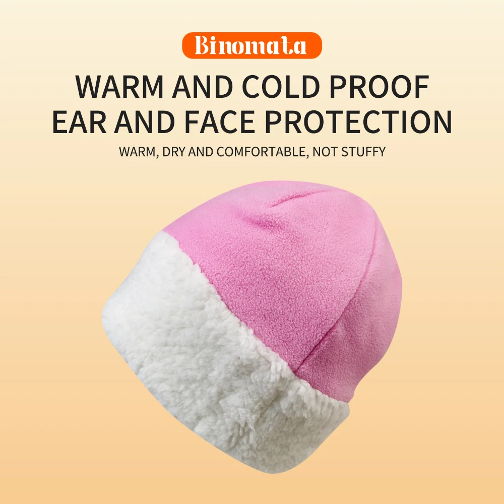 【Binomata】Winter children's snow caps Boys and girls beanie hats beanies cashmere bucket hats ear protection face hats enlarge