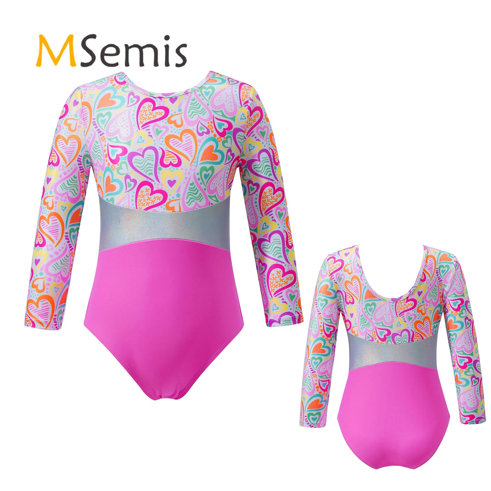 Балетное трико для девочек с круглым вырезом и длинными рукавами |