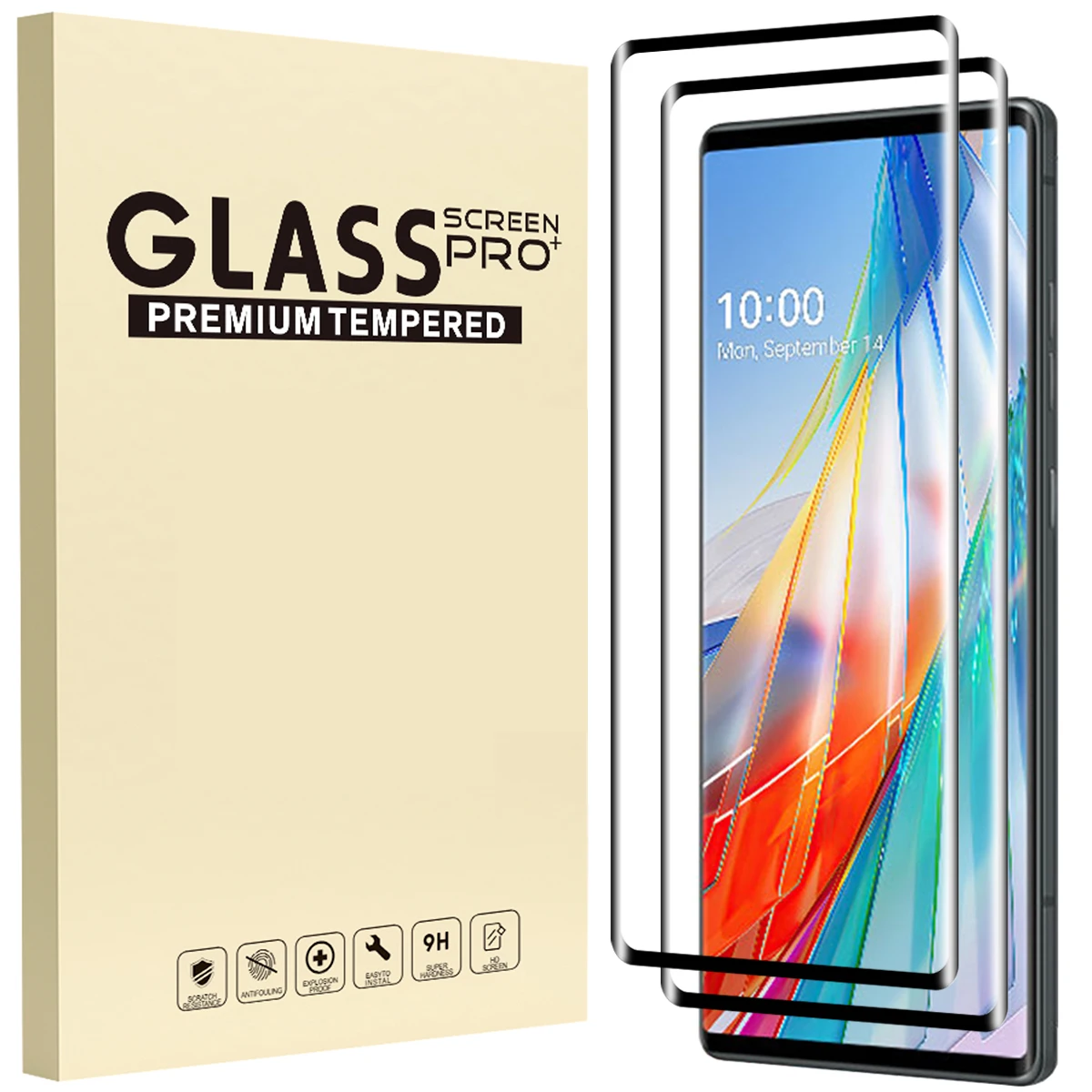 2/1Pack Glass For LG Wing Velvet 3D Curved Screen Protector Full Coverage Protective Film on For LG Wing LG Velvet 5G Protect