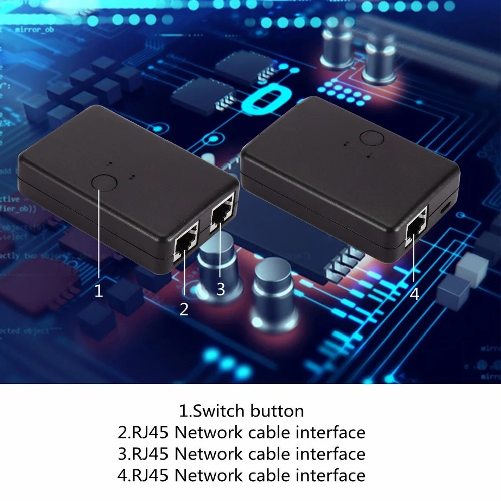 PzzPss 2 Ports RJ45 CAT6 LAN HUB Network Switch Box Selector For Laptop In 1 Out Ethernet Cable Splitter Connector |