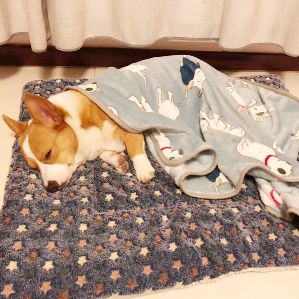 

Dog Bed Flannel Thickened Dog Mat Pet Cat Soft Fleece Pad Blanket Bed Mat Cushion Home Washable Rug Keep Warm Pet Supplies