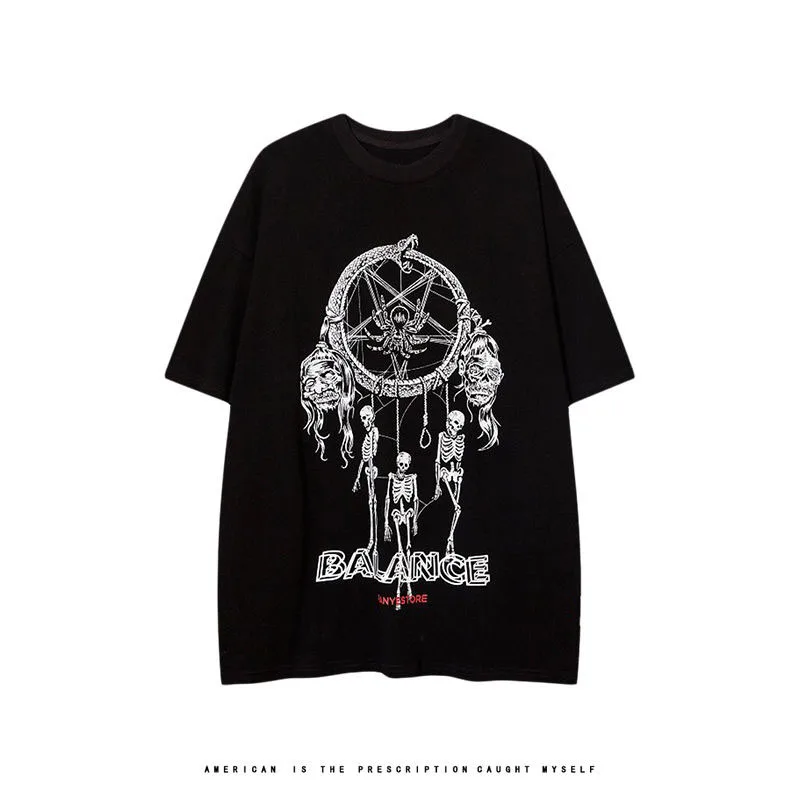 

Y2k Harajuku High Street Women T-shirt Gothic Oversized Graphic Print Tops Korean Fashion Short Sleeve Womens Streetwear