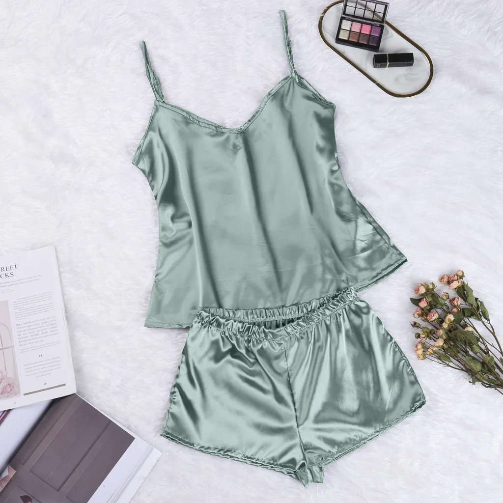 

Женская однотонная Пижама с V-образным вырезом, Размеры M, L, XL