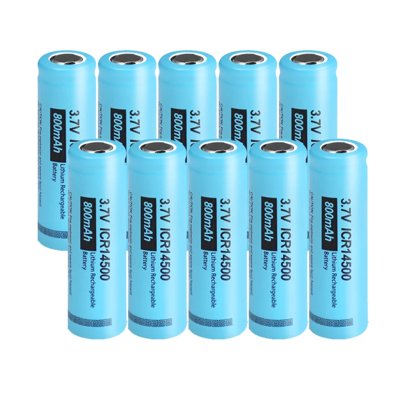 10PC PKCELL AA Battery Lithium Cell 14500 800mAh 3.7V Li-ion Rechargeable Batteries for Led Flashlight Headlamps Torch Mouse
