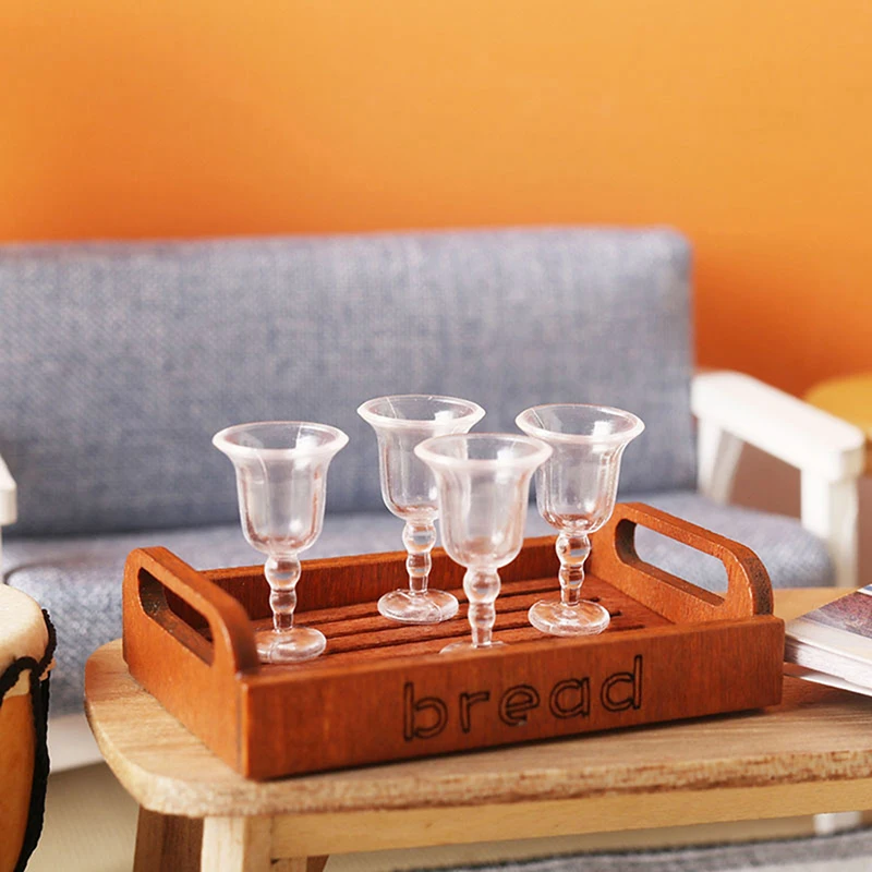 

4 шт. Миниатюрный Кукольный дом бокал для вина модель бокала для кукольного дома аксессуары для кукольного дома
