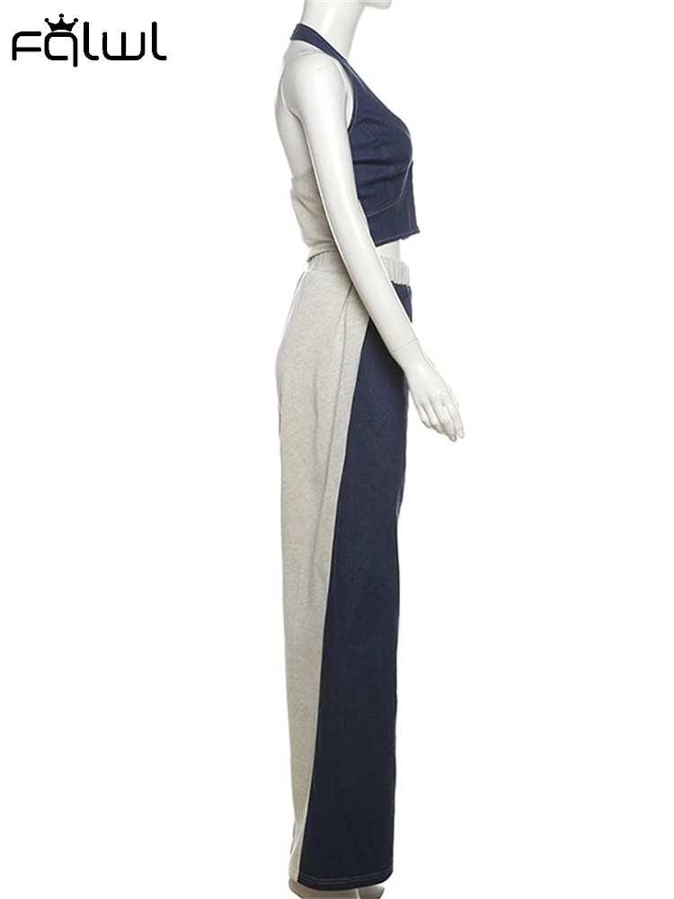 Осенний уличный трендовый джинсовый костюм habmingиз 2 предметов в стиле пэчворк