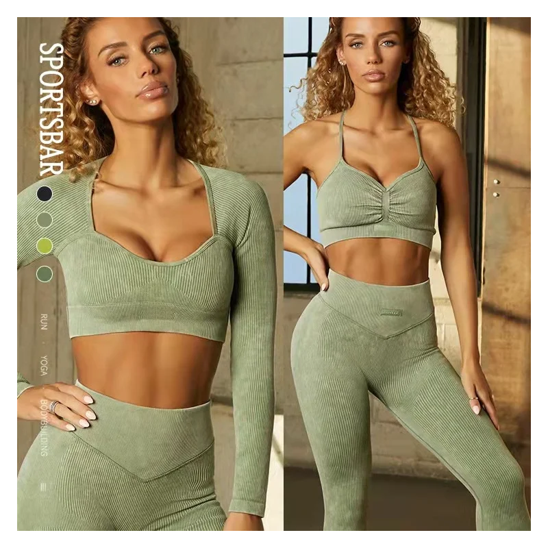 

Бесшовный комплект для йоги, спортивный костюм, женская спортивная одежда, комплект из двух предметов, одежда для тренировок, одежда для спо...