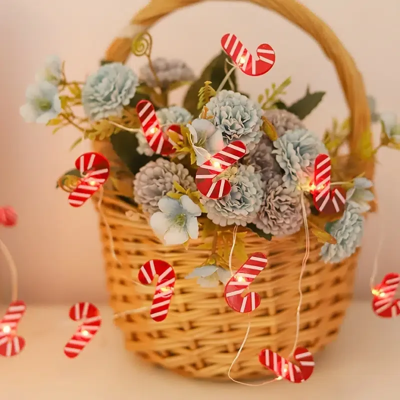 

HMTX 1 Pack Of Christmas Atmosphere LED String Lights, Christmas Tree Cane String Lights, 6.6ft/2m, 20 Lights