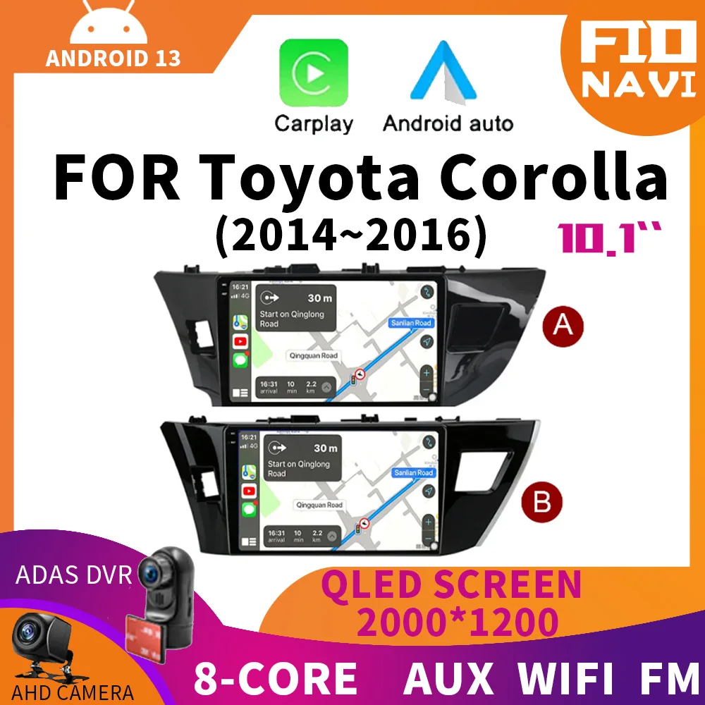 Автомагнитола на Android 13 DSP мультимедийный видеоплеер с экраном для Toyota Corolla Ralink