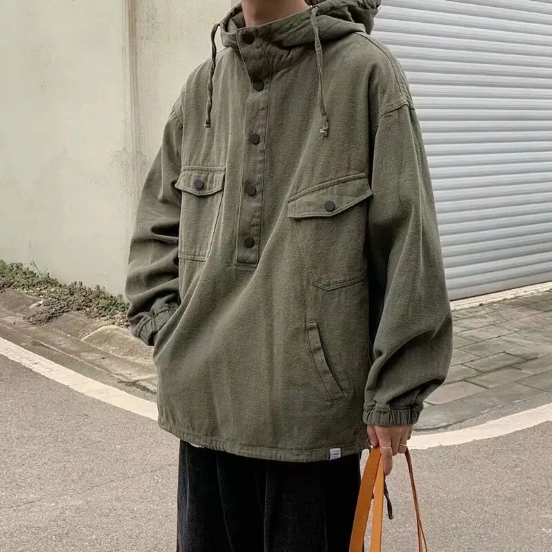 

ZCSMLL New Autumn Japanese Retro Loose Version Hip-hop Tooling Jacket Teen Oversize Jacket Men's Hoodie