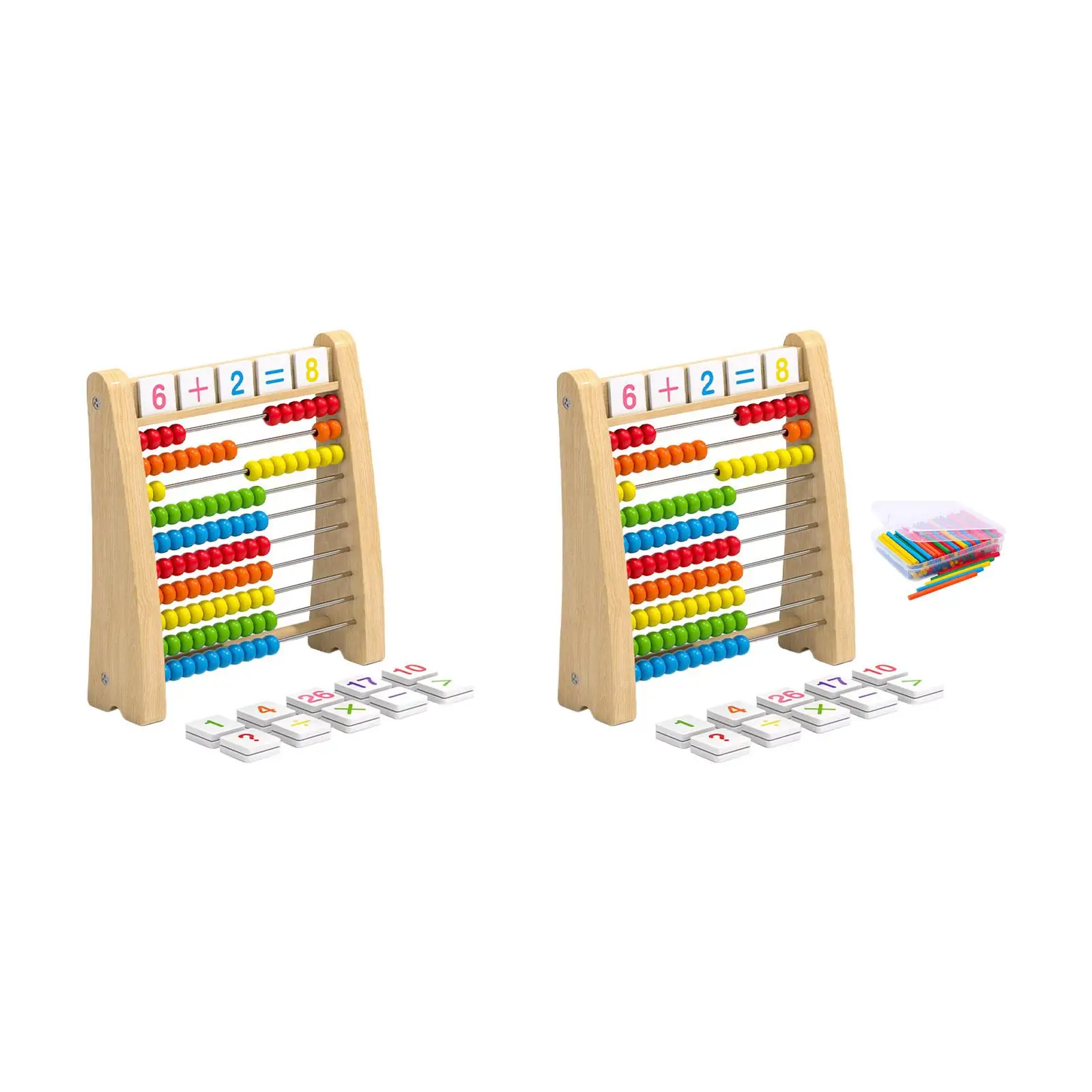 

Wooden Abacus Ten Frame Set Educational Counting Toy for Elementary Children