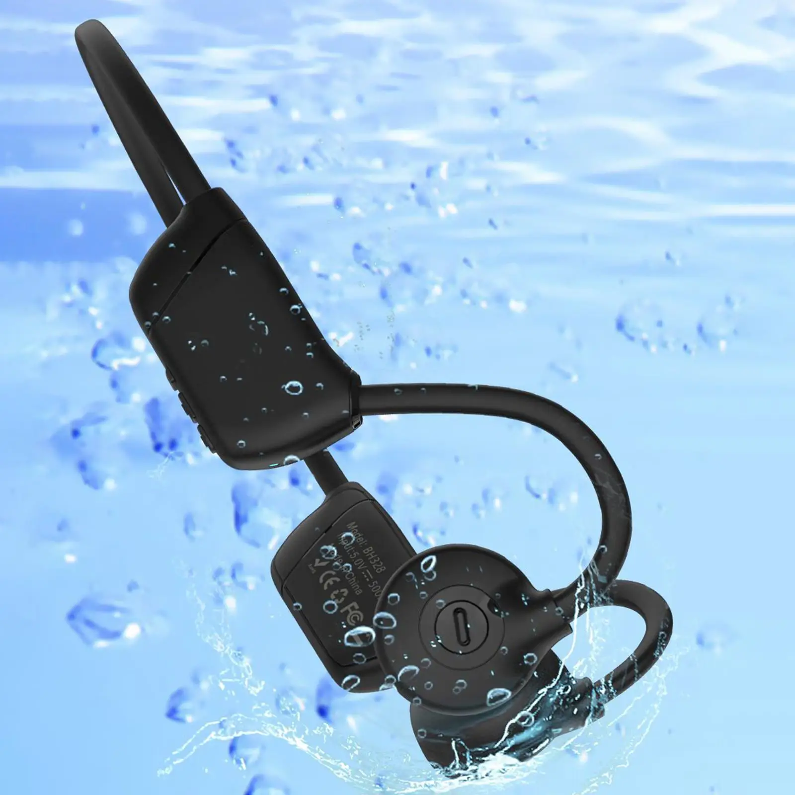 

Bluetooth Bone Conduction Headset IPX6 Waterproof Built in 32G TF Card Memory Titanium Alloy Skeleton Earphone Driving Sports