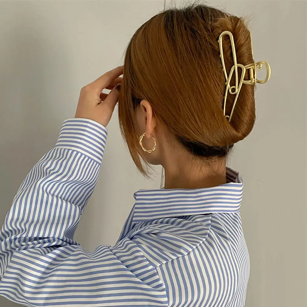 Большая металлическая заколка для волос женщин в форме простой элегантный